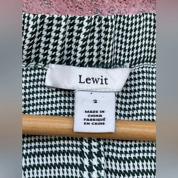 Lewit Houndstooth Deep Green and White Vneck Dress size 2 - Picture 9 of 14